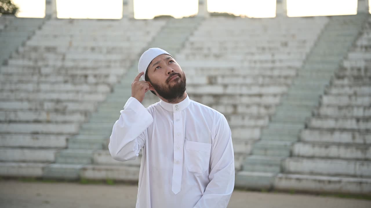 실루 젊은 아시아 무슬림