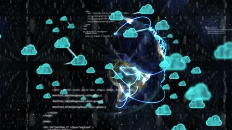 Animation-of-cloud-icons-and-data-processing-over-globe