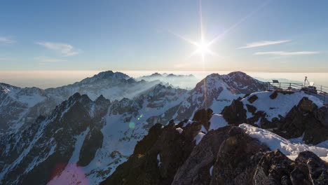 timelapse is showing a view from lomnicky peak before sunset in april