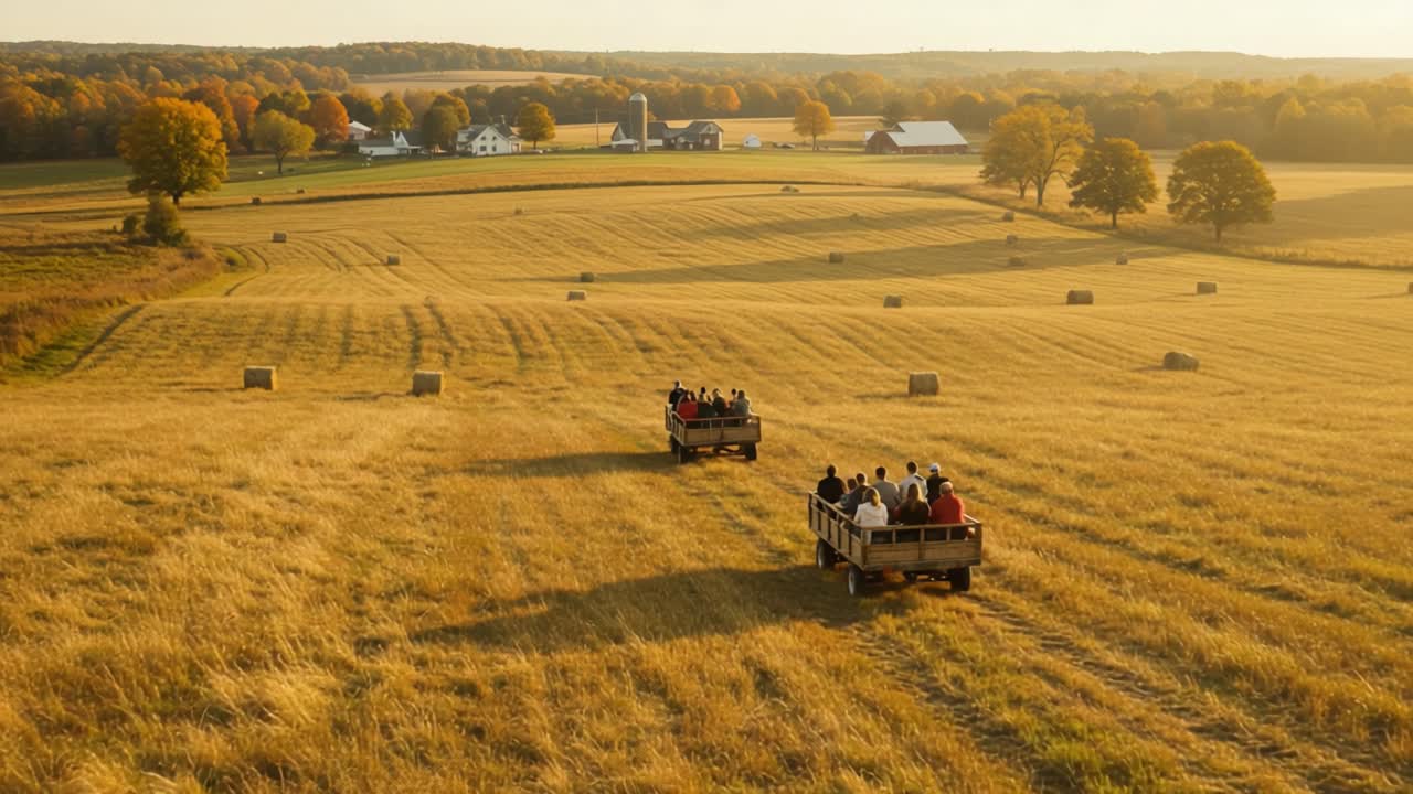 Hayrides through Golden Fields in Autumn
