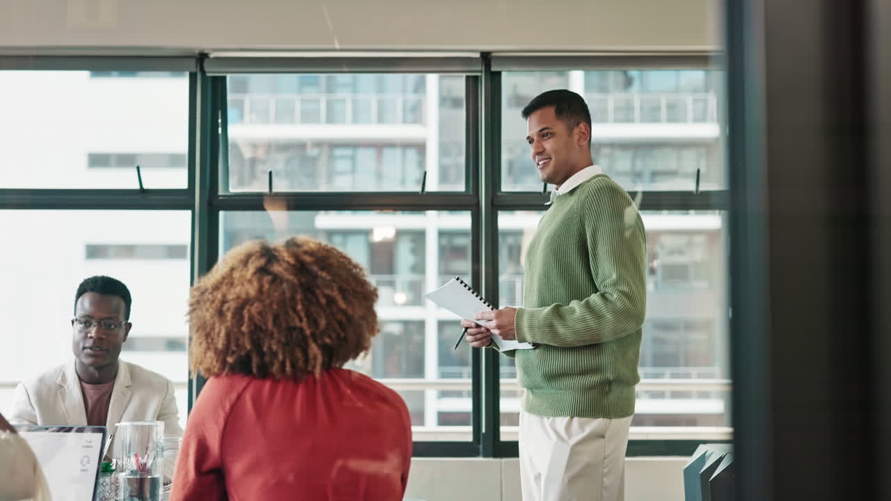 Business, man and leader with team