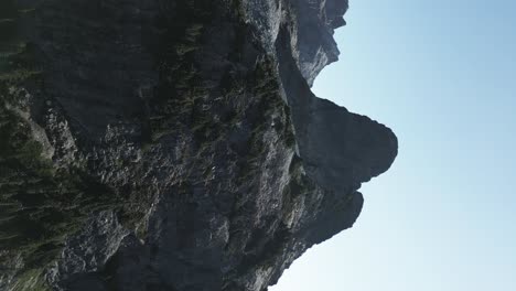 vertical drone view of scenic copilot mountain in squamish, bc, canada