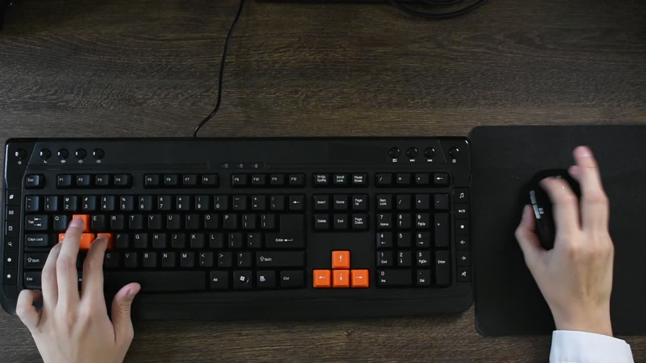 마우스와 키보드를 사용하여 컴퓨터에서 게임을 하는 사람