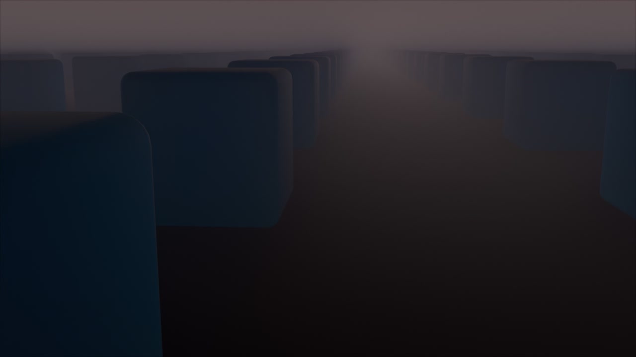 cubos en la densa niebla