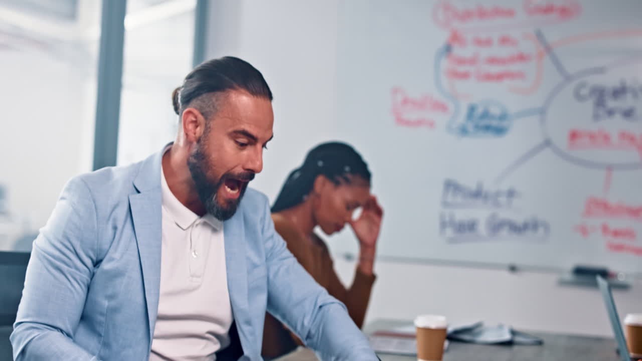 Business, angry and man talking in meeting