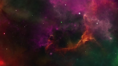 volando a través de nebulosas y campos estelares en el espacio exterior