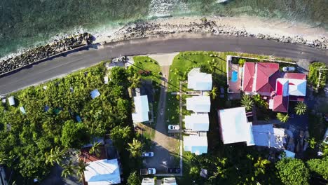 Aerial-British-Virgin-Island-Tortola-overhead-shot-of-local-homes-as-a-car-pull-in-the-driveway