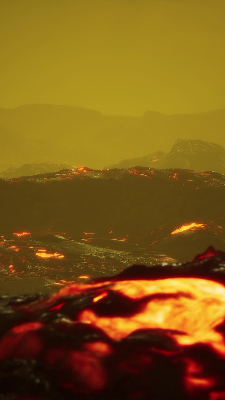 용암으로 인 외계 행성 풍경