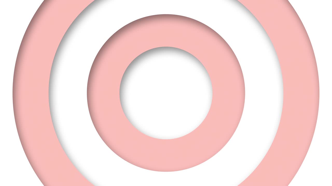 patrón promocional de logotipo abstracto de círculos con el efecto de desplazamiento anillos limpios blancos y rosados animación fondo abstracto para presentación de negocios bucle sin costuras 4k render