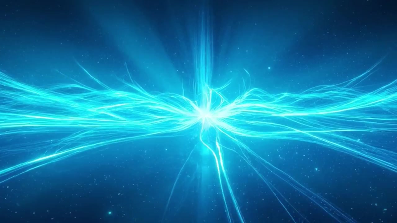 Abstract Glowing Blue Energy Waves Radiating from a Central Point