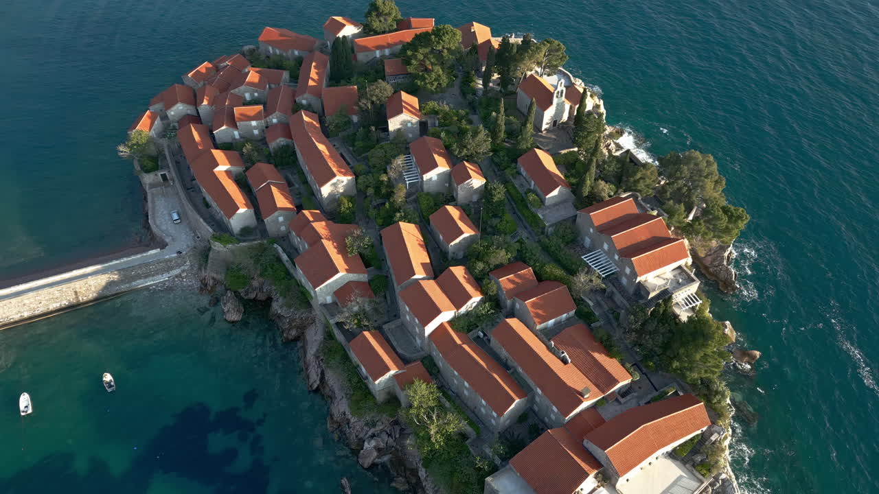 Aerial View of Sveti Stefan Island, Montenegro