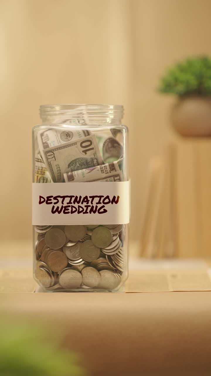 VERTICAL VIDEO OF PERSON SAVING MONEY FOR DESTINATION WEDDING