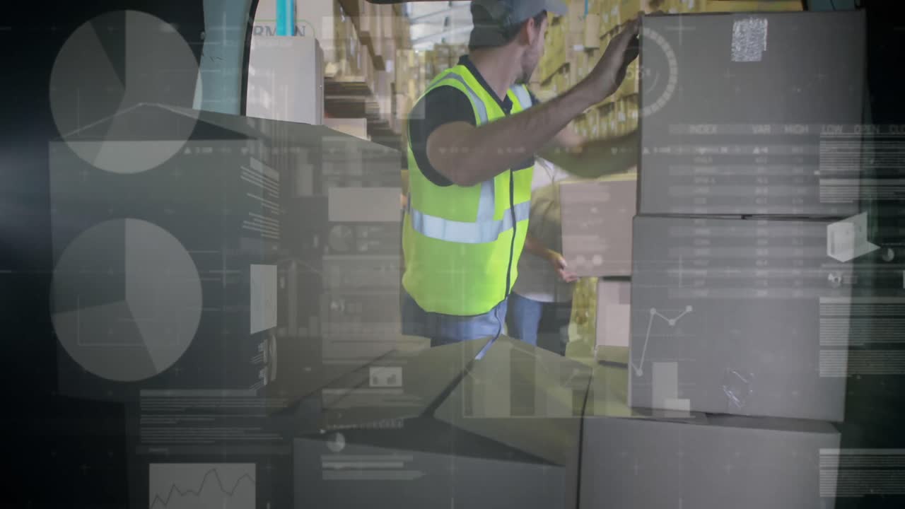 animación de estadísticas y procesamiento de datos financieros sobre el repartidor