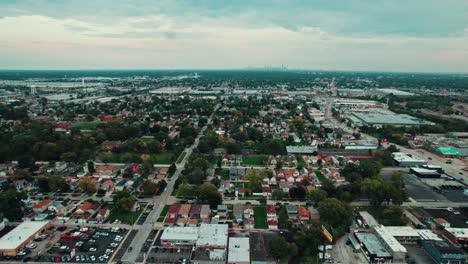 Aerial-of-Melrose-Park-Illinois-USA-Fall-October