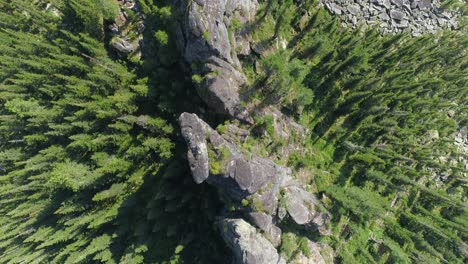 drone captures stunning mountain peaks and lush forest
