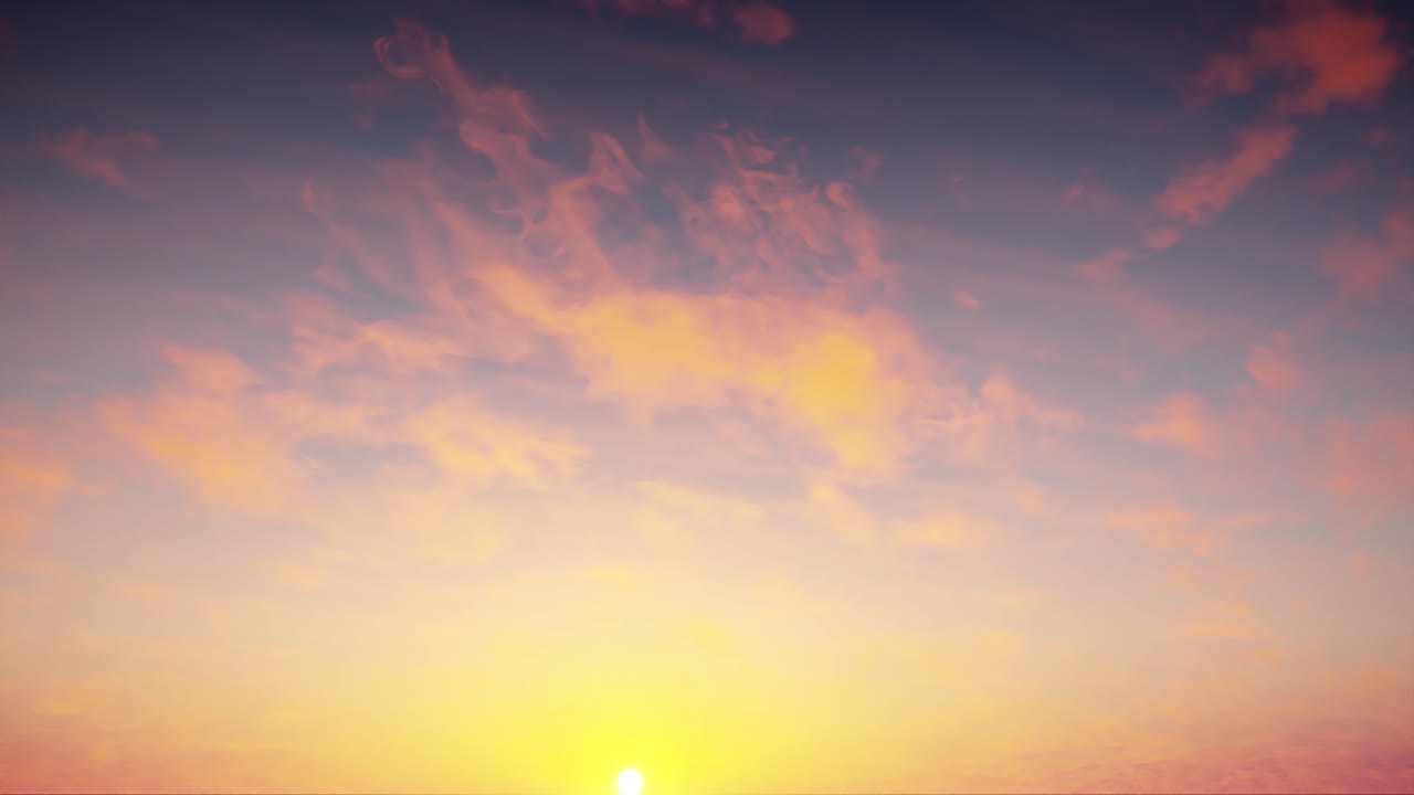 Vibrant Sunset Sky with Colorful Clouds and Golden Sun