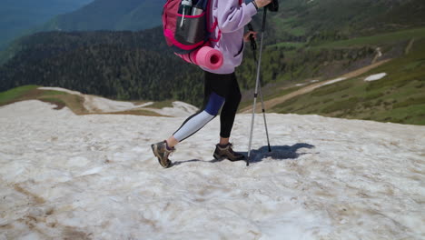 woman hiking in mountains