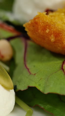 close-up of a salad with beets and greens