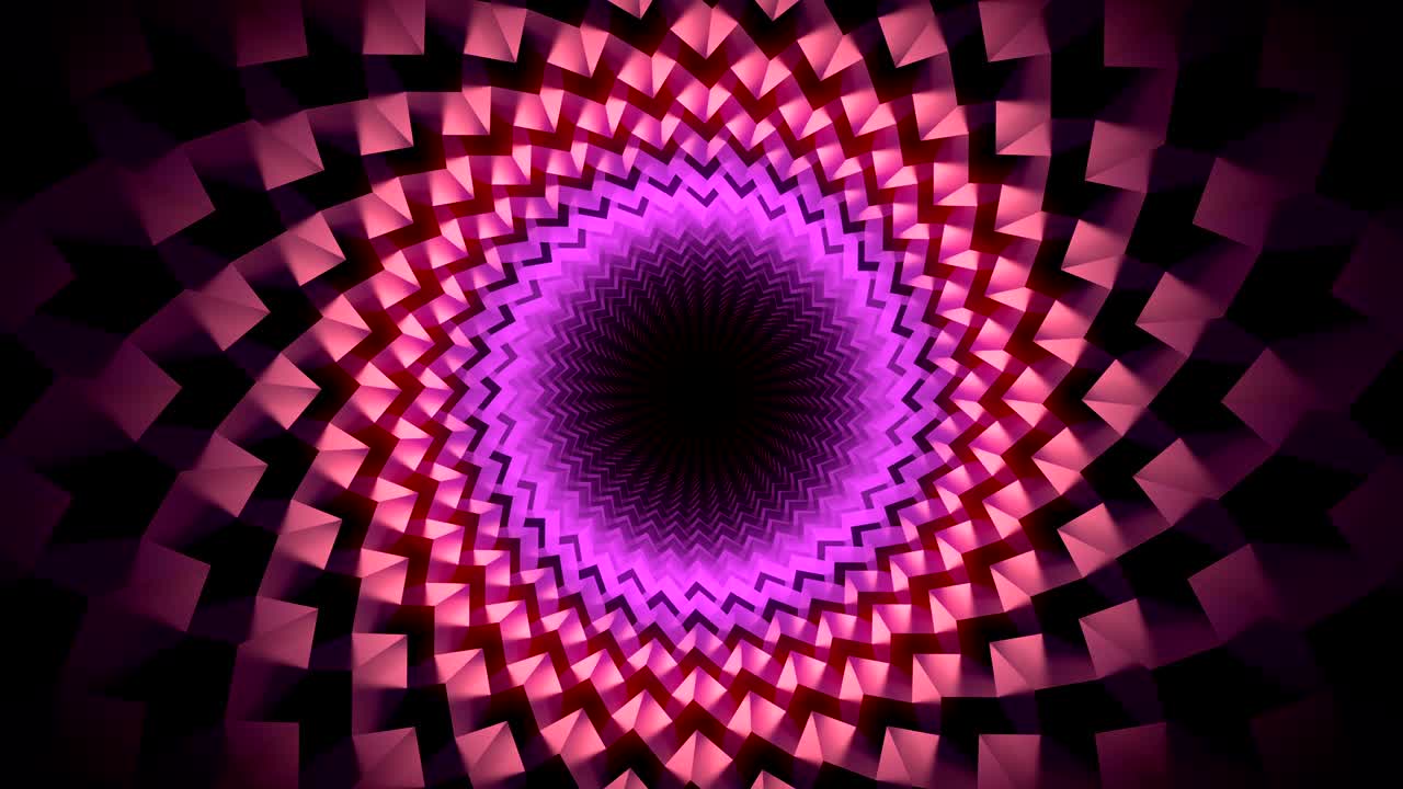 moviéndose a través de un túnel abstracto hecho de cajas reflectantes, animación en bucle