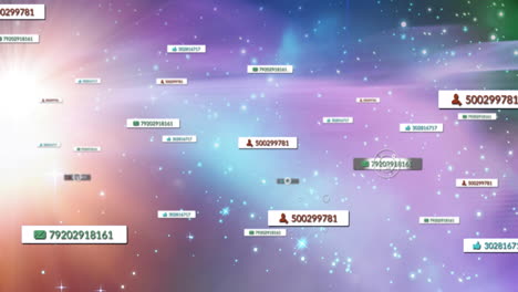 animación de iconos de medios sobre el espacio