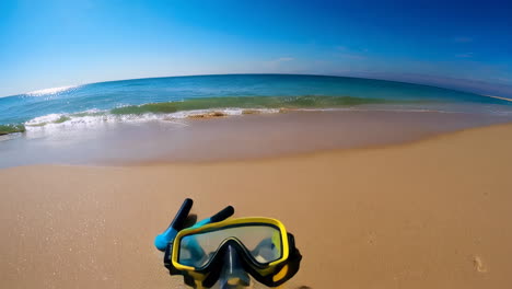snorkeling gear on a beach