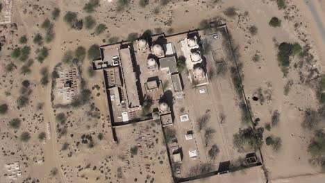 aerial view to the sandy walls of the pakistani derawar large square fortress