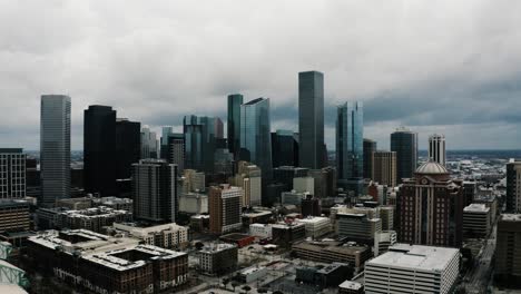 aerial establishing shot of houston's downtown skyline