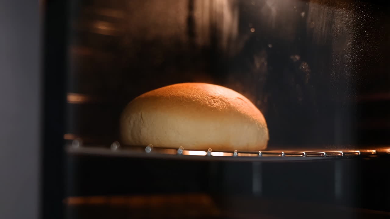 Bread baking in a hot oven