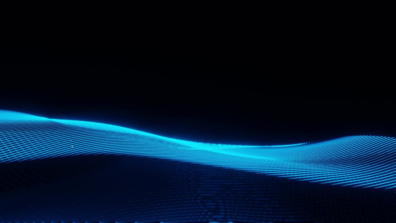 Futuristic glowing blue energy wave animation Digital 3d rendering