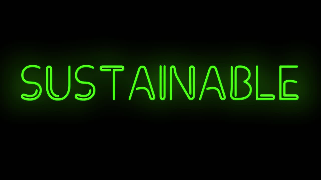 깜박임과 함께 깜박이는 지속 가능한 전기 녹색 네온 사인 깜박임