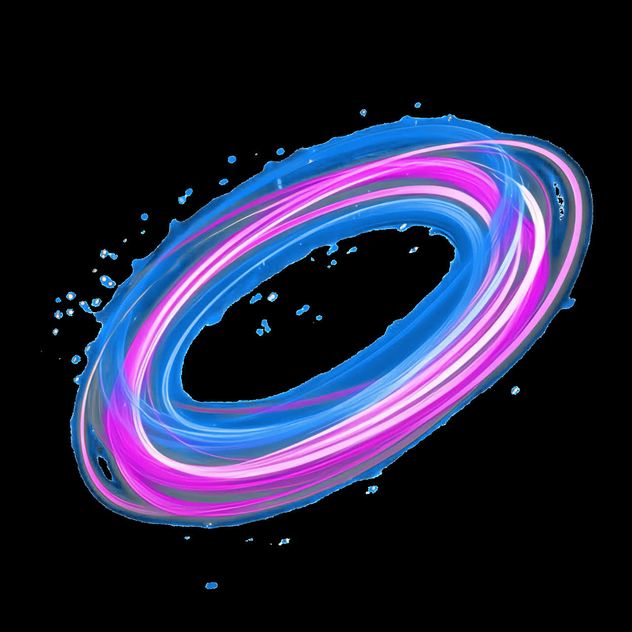 Vibrant neon light swirl animation isolated asset, transparent 4K video, alpha channel, ProRes 4444