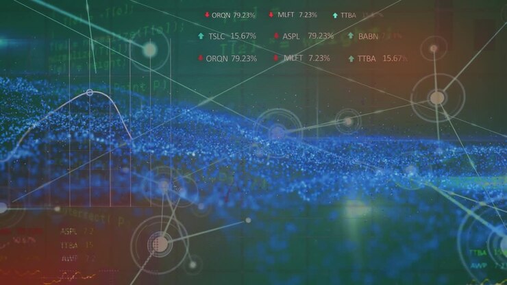 Animation of blue mesh and data processing