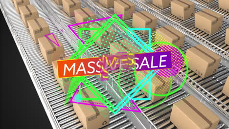 massive sale with parcels on conveyor belts