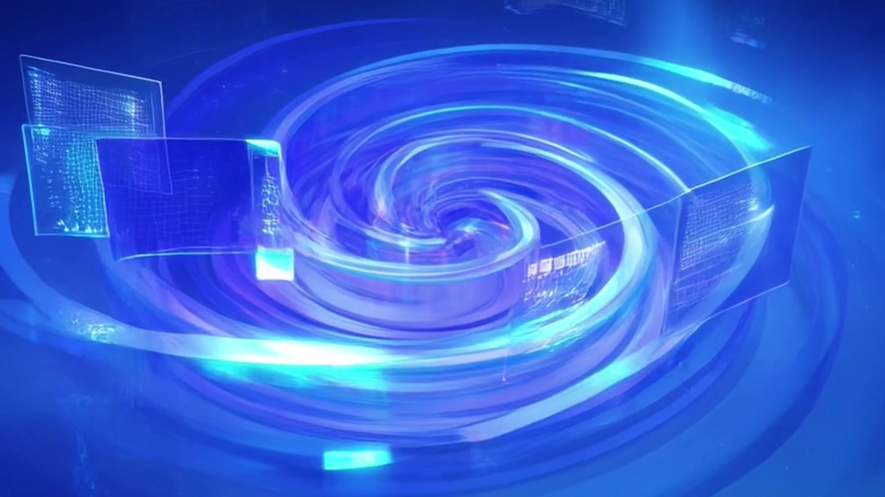 Abstract Digital Spiral with Floating Data Interfaces