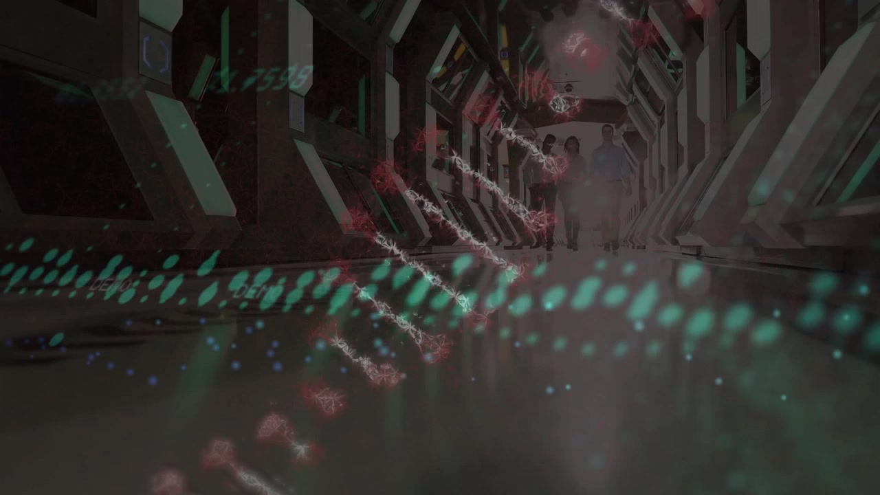 Animation of data processing and dna strand over diverse business people