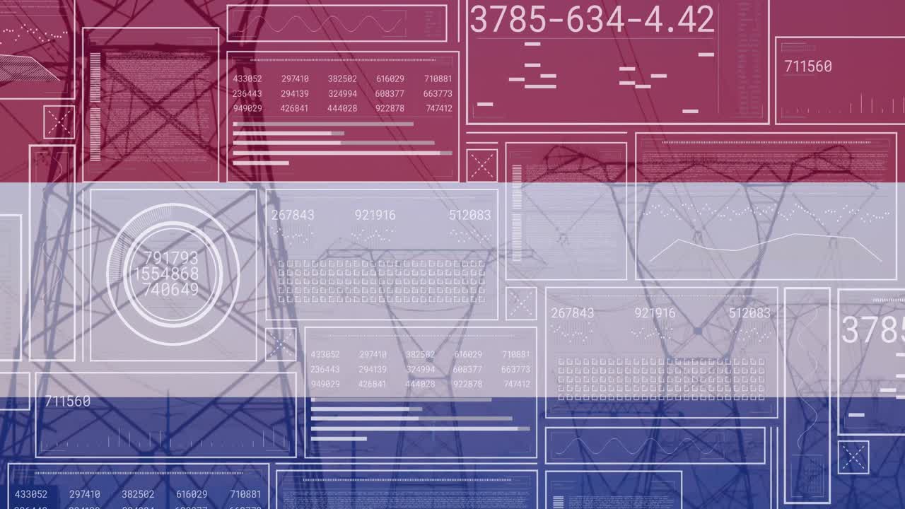 animación del procesamiento de datos financieros sobre bandera de los países bajos