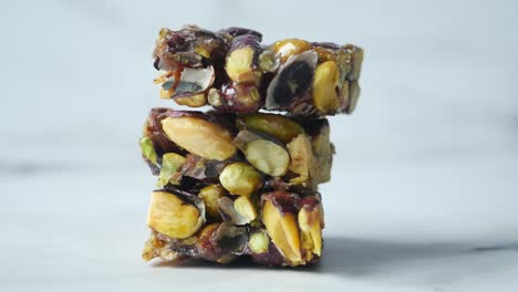 stacked cubes of nutty sweets