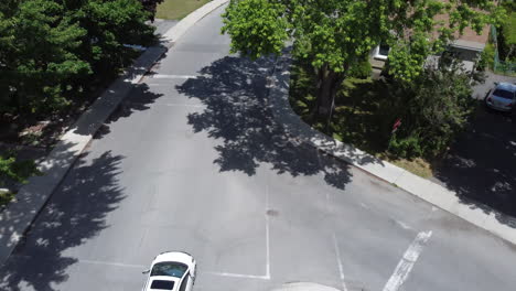 stop sign at a residential intersection aerial