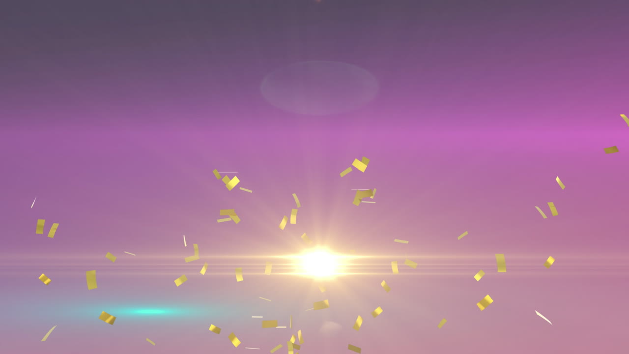 초록색 배경 에 떨어지는 금색 콘페티 의 애니메이션