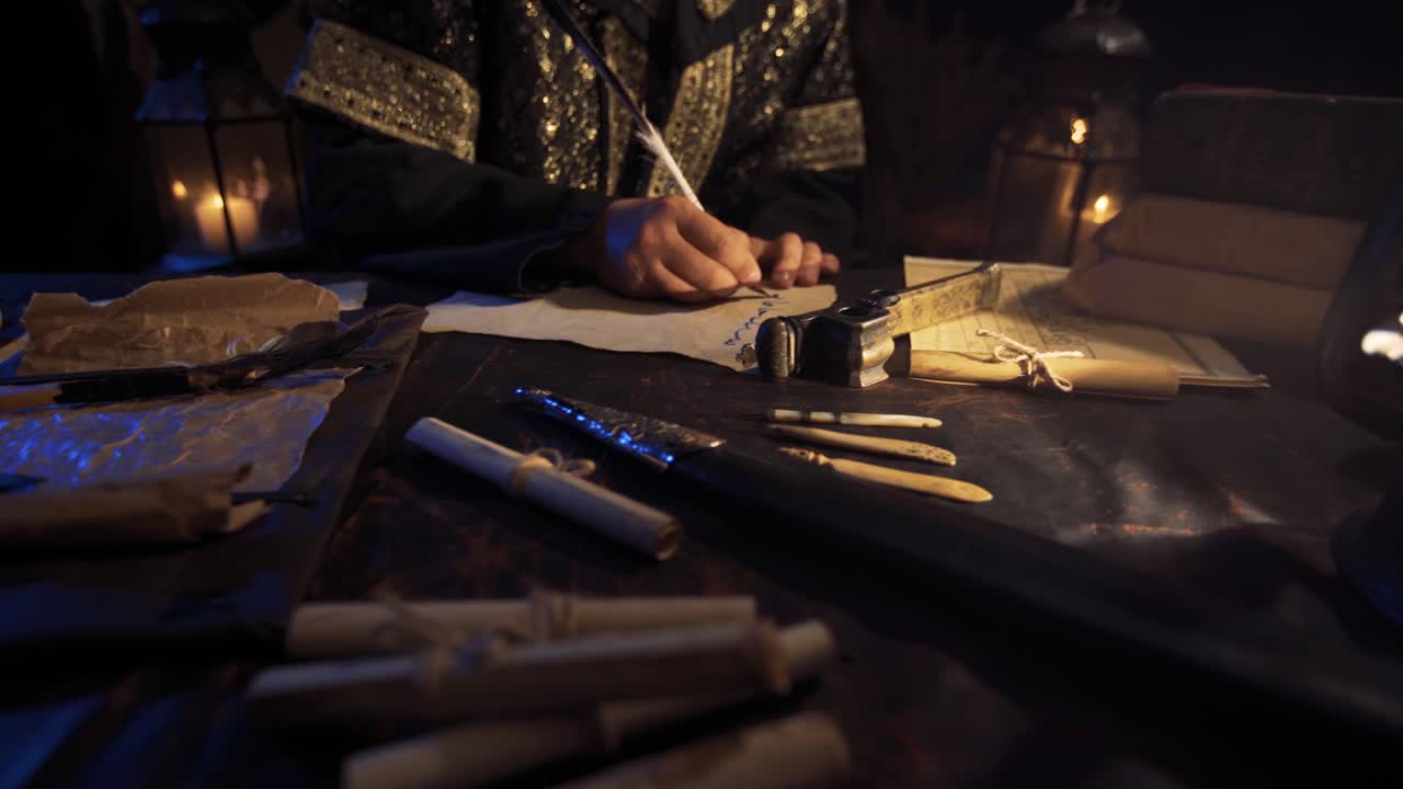 A man who wrote with ink in ancient times.