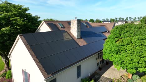 drone captures solar panel installation on american home rooftop