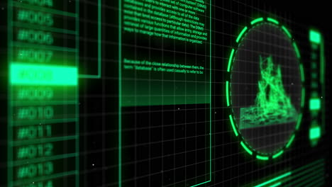 visualización analítica de grandes datos en la pantalla de diseño de ui. fondo de animación 3d