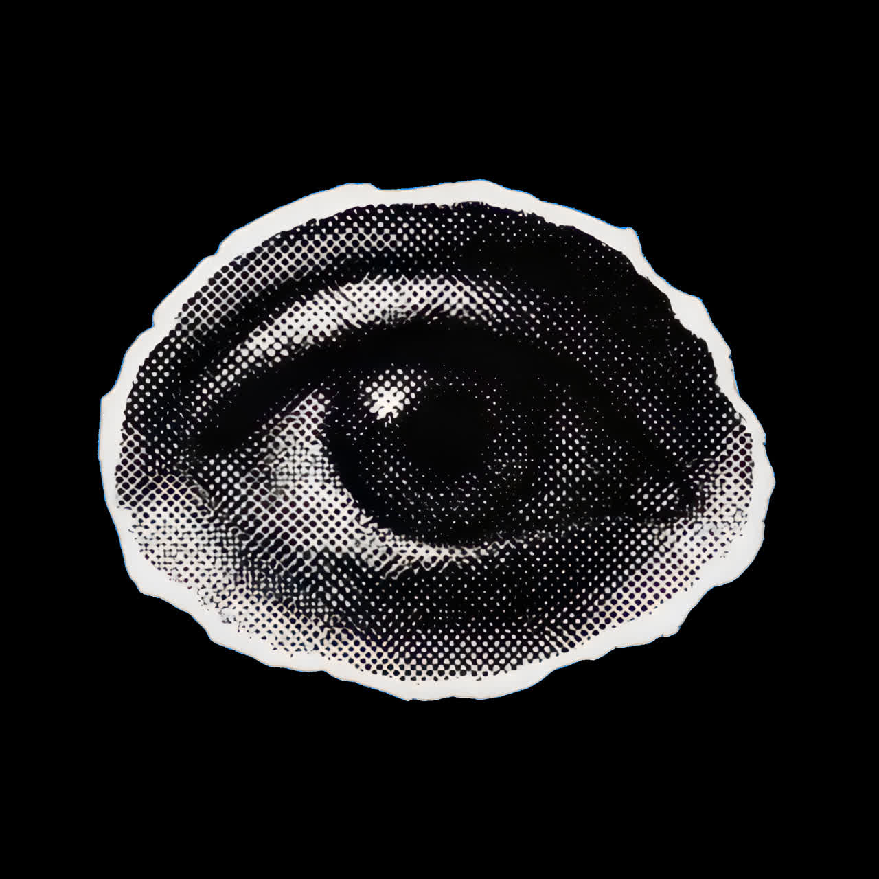 Monochrome eye illustration art animation isolated asset, transparent 4K video, alpha channel