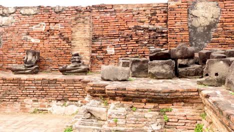 buddha statues and pagoda in historic temple ruins