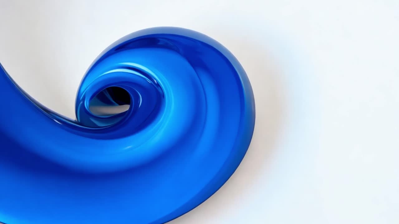 Blue Glossy Abstract Swirl Sculpture