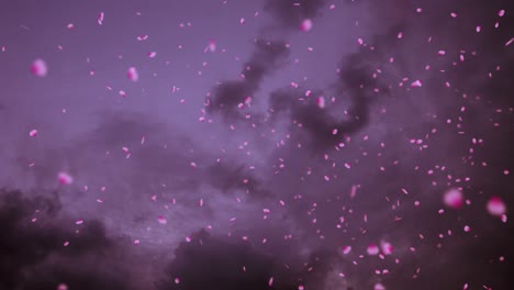 muy buena animación de pétalos de flor de cerezo &quot;sakura&quot; soplados por el viento contra un fondo nublado