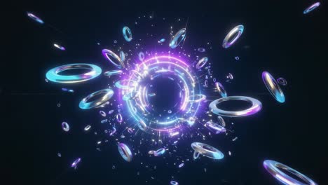 abstract neon rings portal - futuristic digital art