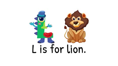 colorful animation of the letter l transforming into a lion with playful movements and vibrant characters