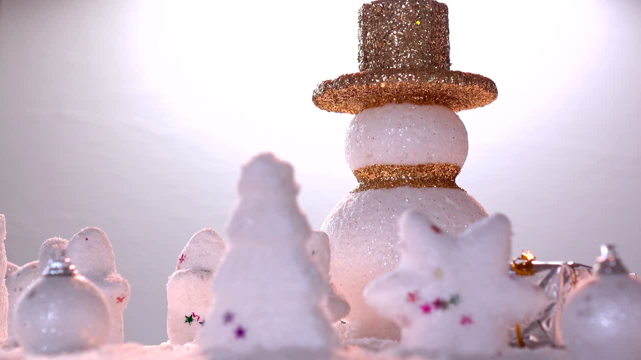 새해 또는 크리스마스 휴가 국제에 눈에 snowman., 행복한 시간, 눈이 떨어지는 회전 360도 주변 으로 볼 수 있습니다.