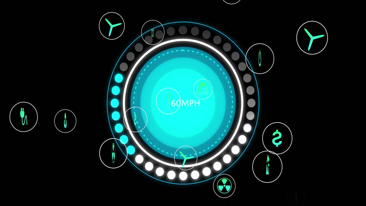 animación del velocímetro sobre los iconos que caen